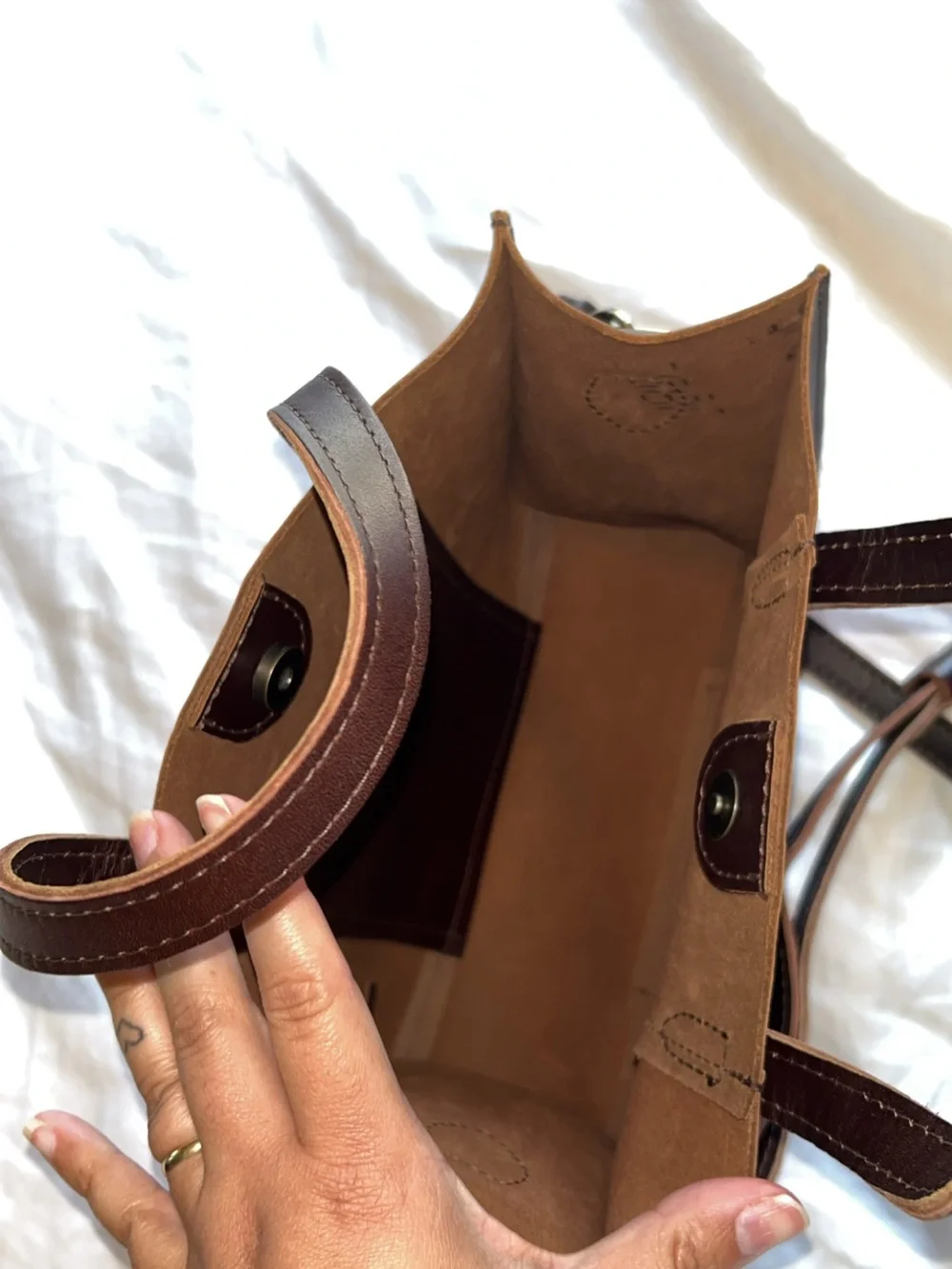 Portland Leather Lola Crossbody tote in Grizzly